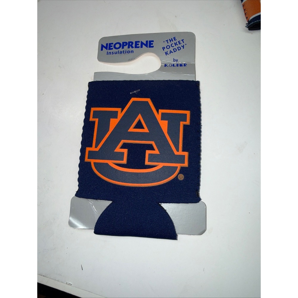 Auburn Tigers Pocket Kaddy Neoprene Can Cooler Koozie Kolder NCAA Navy Orange